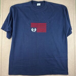 Y2K Phat Farm T-Shirt Men's XXL Navy Blue Flag Logo Embroidered Streetwear USA‎